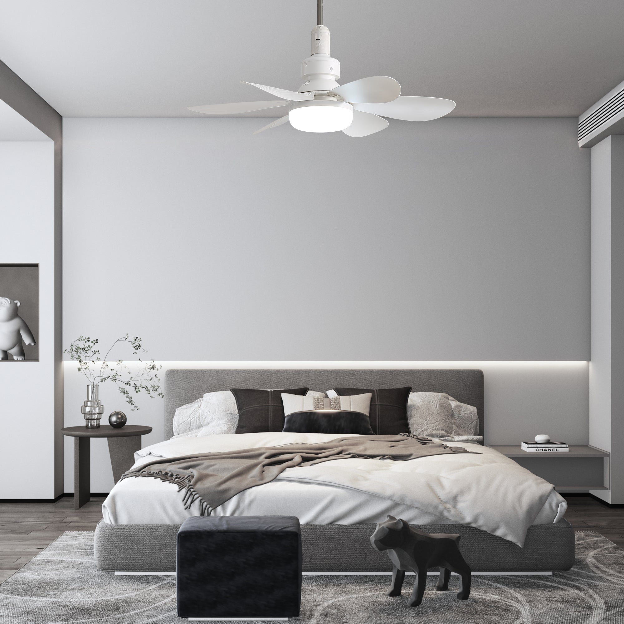 Eventail de plafond portable de 20 pouces avec lumière et télécommande