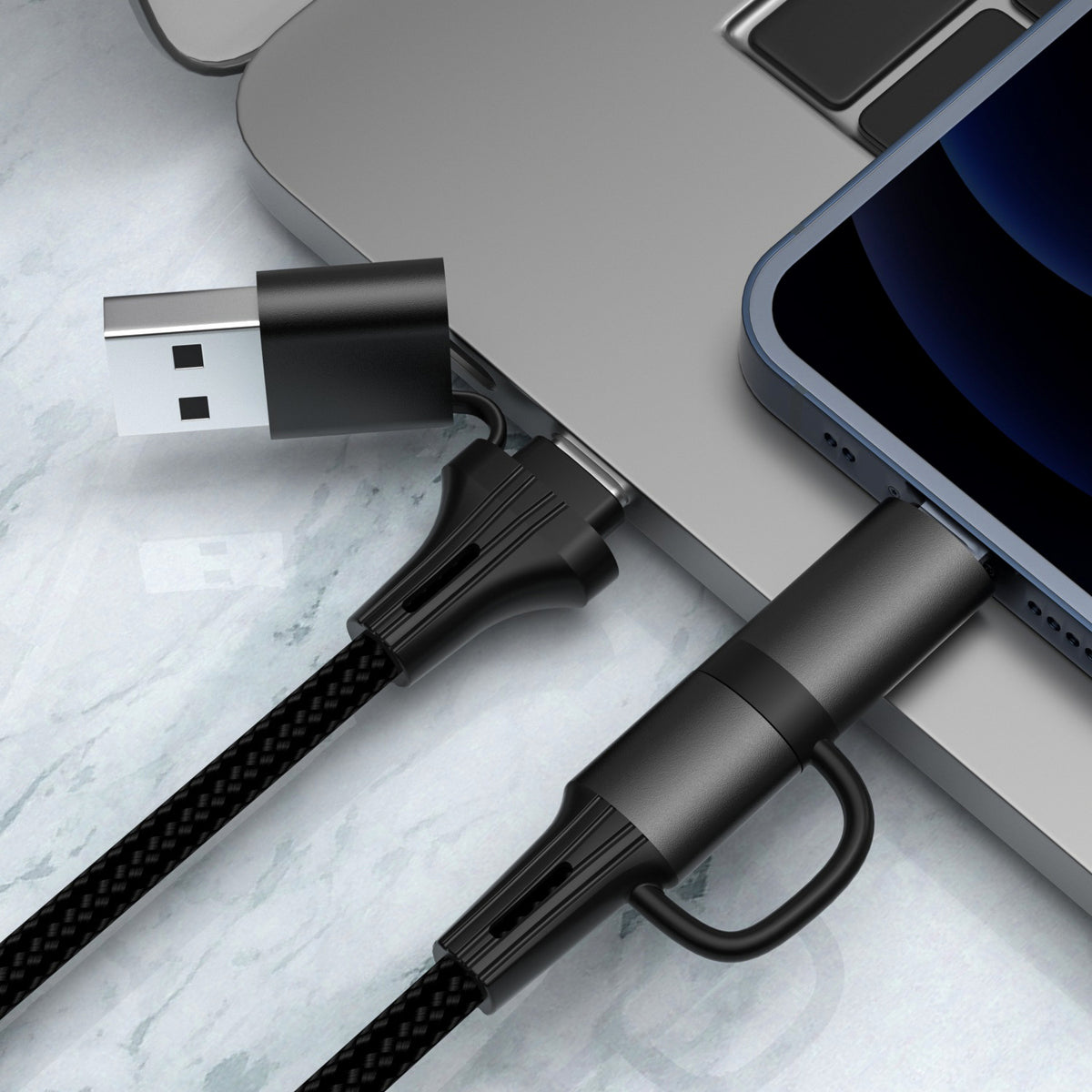 Câble de recharge multifonction multi-tête 60W