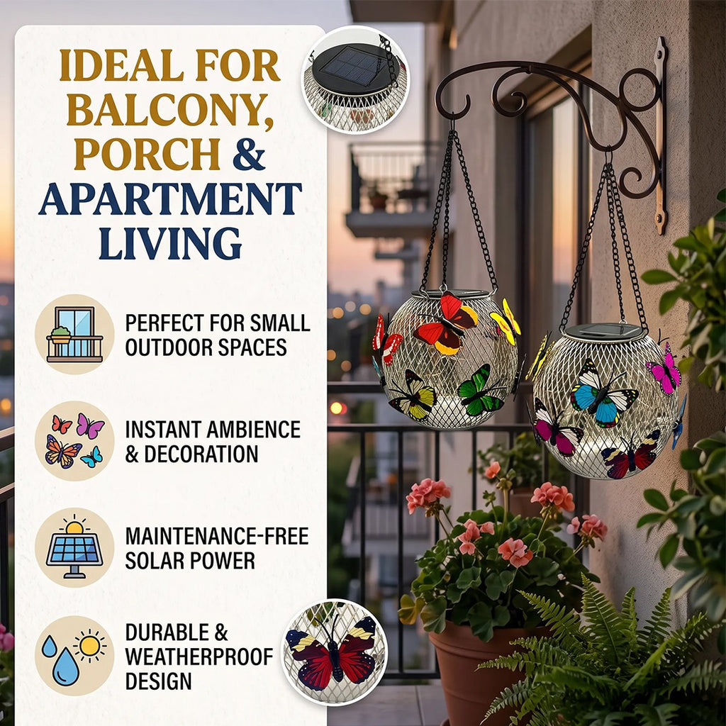 2pcs Solar Pendant Light Mesh Orb Yard Garden Decor