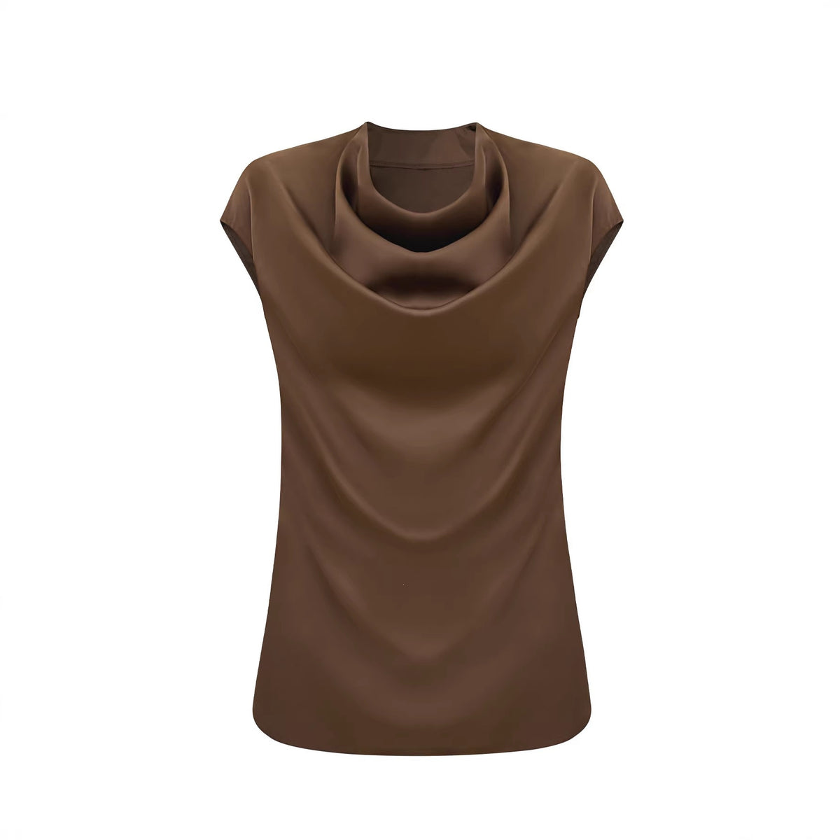 Ebay Commerce extérieur Élégant commuter satin col tortue manches courtes T-shirt élégant Slim-Fit