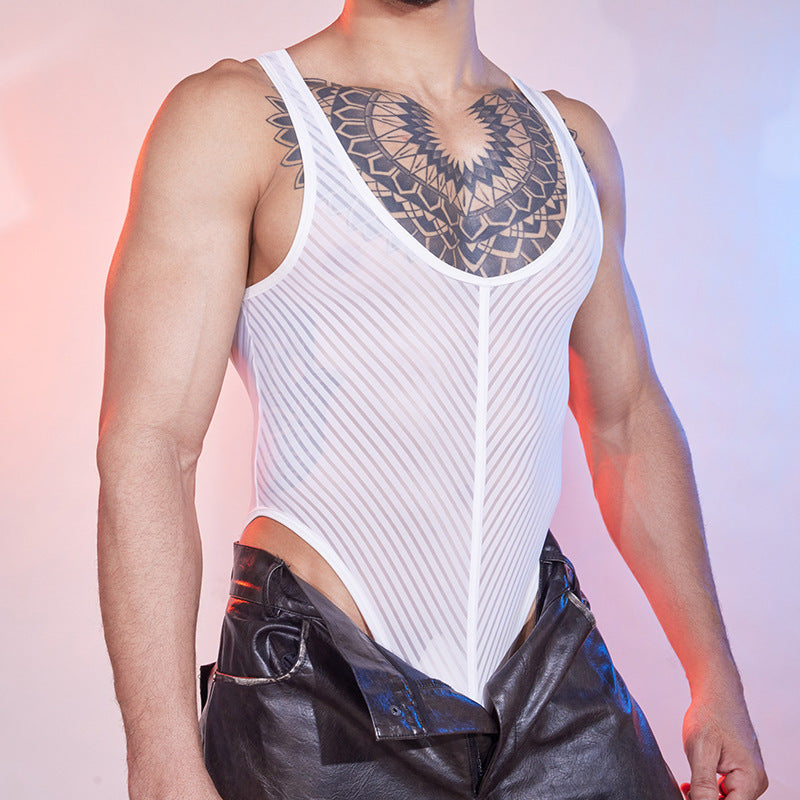 Robe solide homme Casual Silky Respirant et amusant Jumpsuit