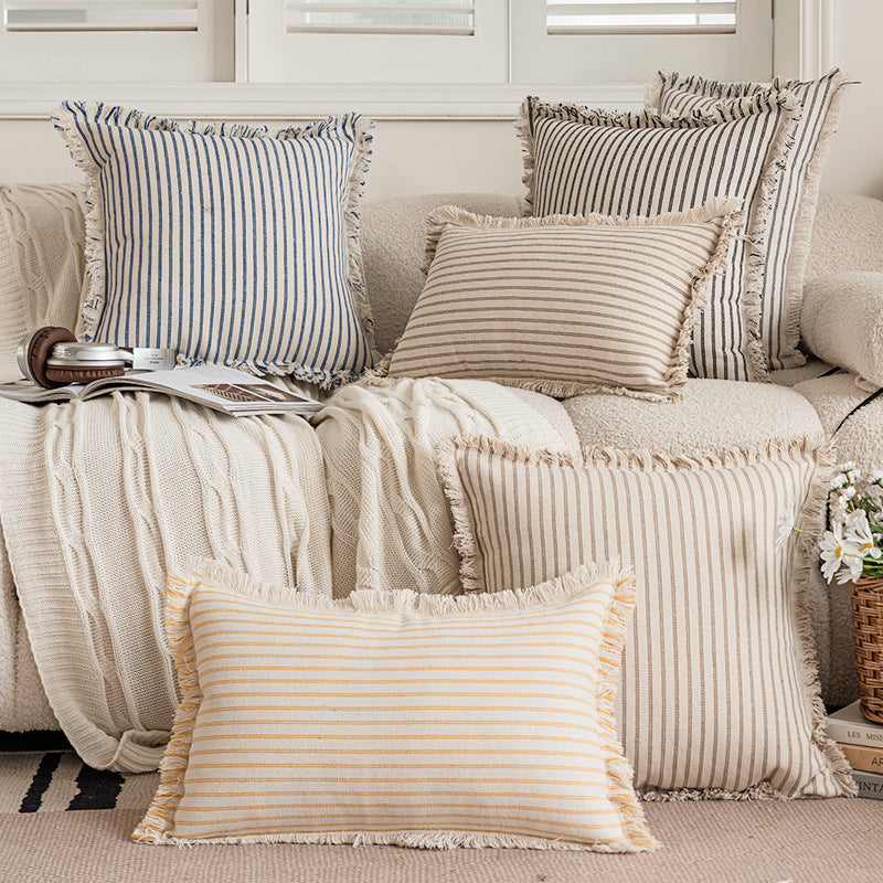 Couverture de coussin de bureau simple de Tassel rayé