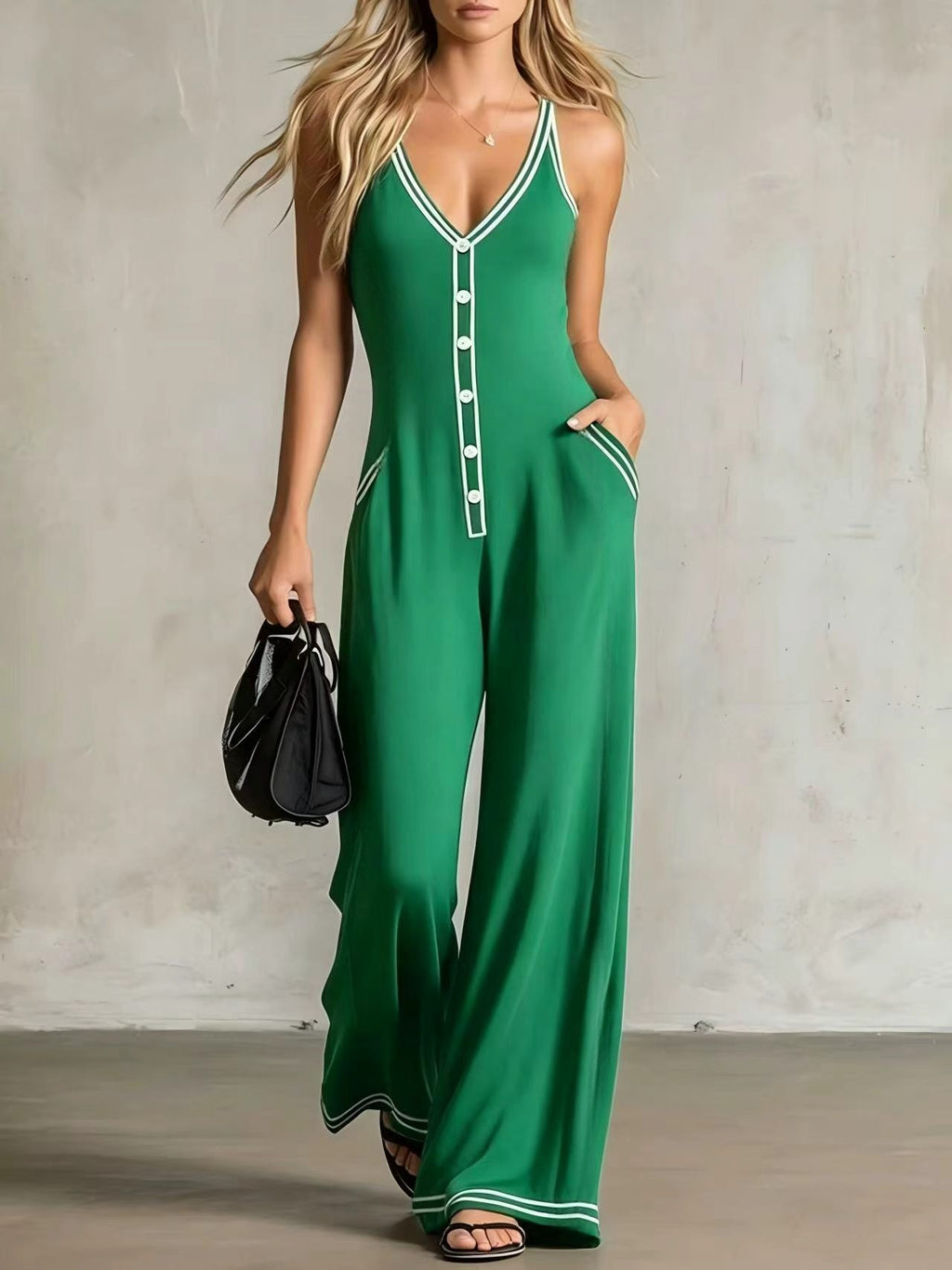 European and American Summer Foreign Trade French-Style Casual Sleeveless Color-Block