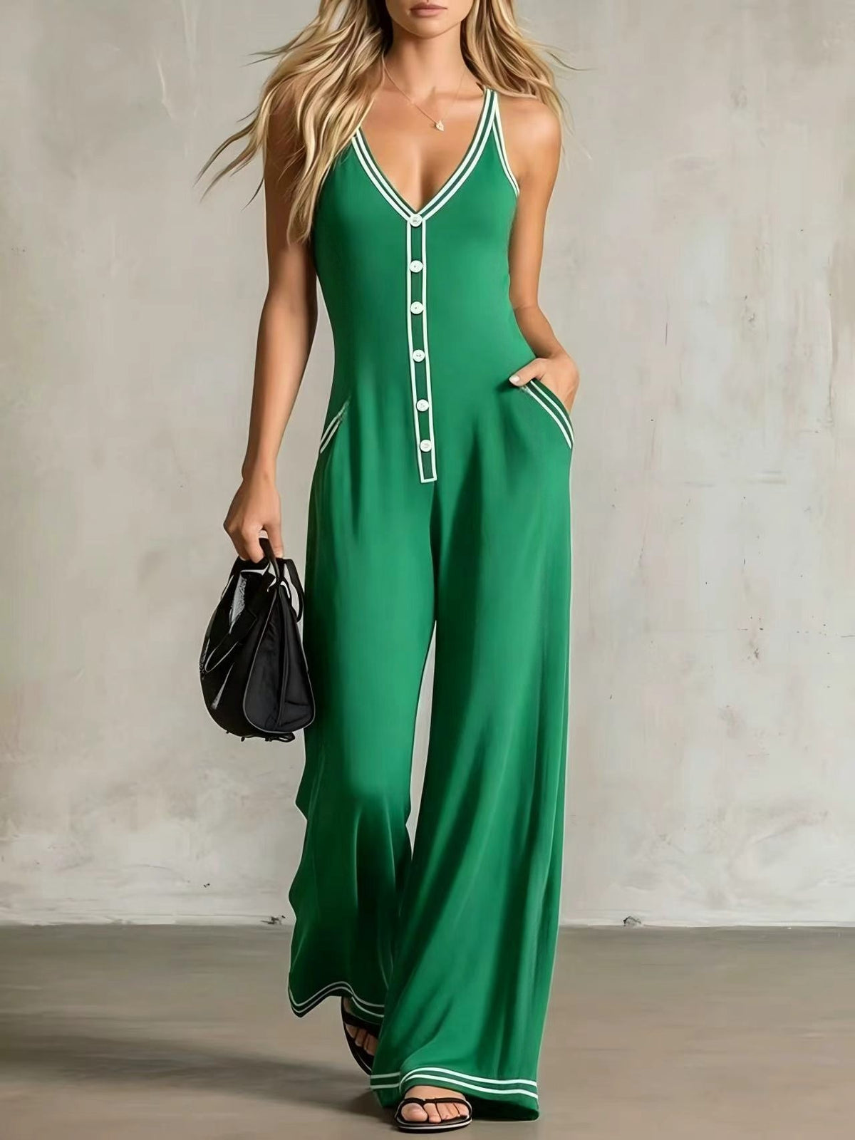 European and American Summer Foreign Trade French-Style Casual Sleeveless Color-Block