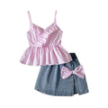 Plaid Dentelle Camisole et Denim Skort Set