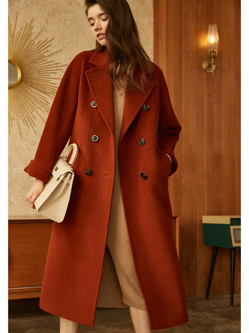 Medium à long double face coloré épais manteau d'hiver