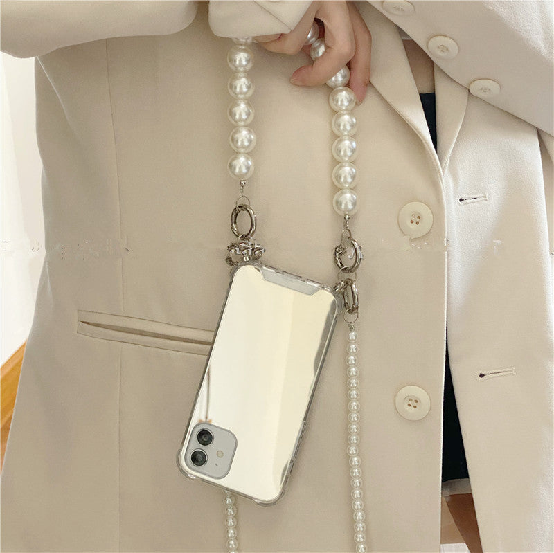 Crossbody Perle Chaîne Frosty miroir boîtier de téléphone