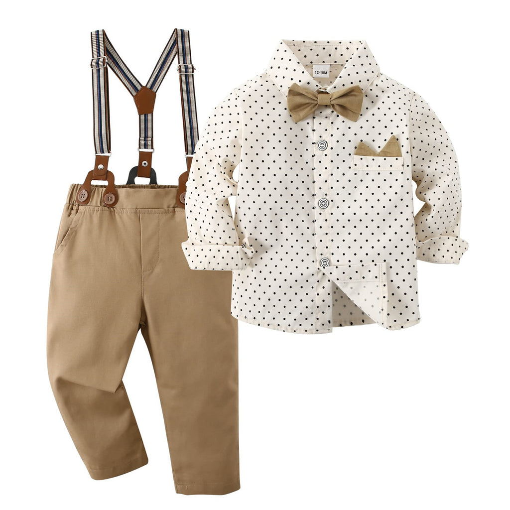 Chemise à manches longues et pantalons longs pour garçons Ensemble de trois pièces