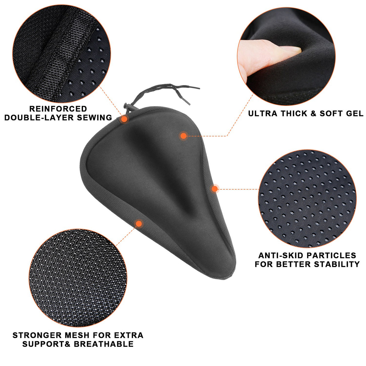 1Pc Non-slip Comfortable Bicycle Seat Cover Padded Bike Wear-Resistant Soft Cover