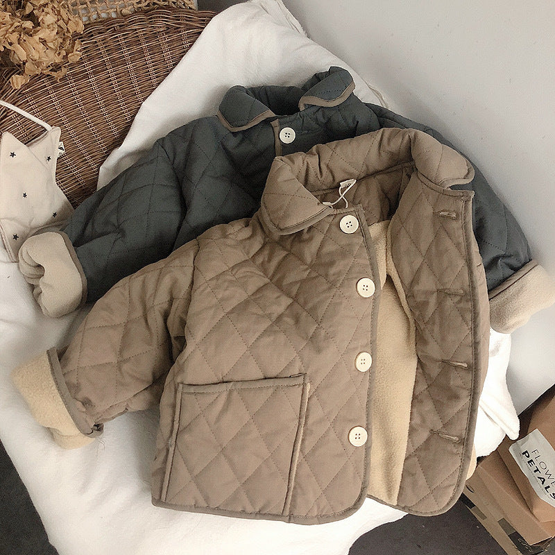 Manteau en cachemire pour filles Coton rembourré Coat Lapel Warm Coat