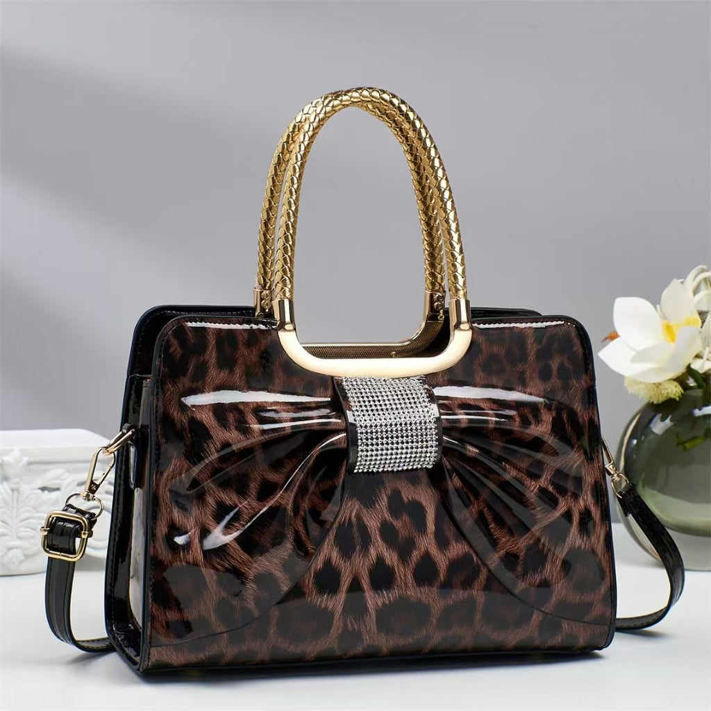 Chaud-pierre embellie Versatile Mode Chic Leopard-print Sac Femmes