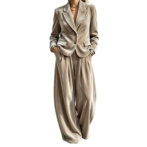 AutumnHiver Notch-Neck Blazer et Pantalons de bureau-Chic Banquet-Ready Ensemble