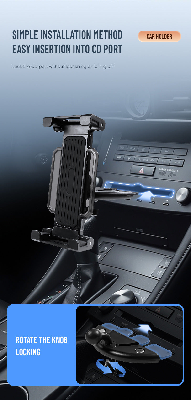 Support de téléphone universel de tablette de trou de CD de voiture