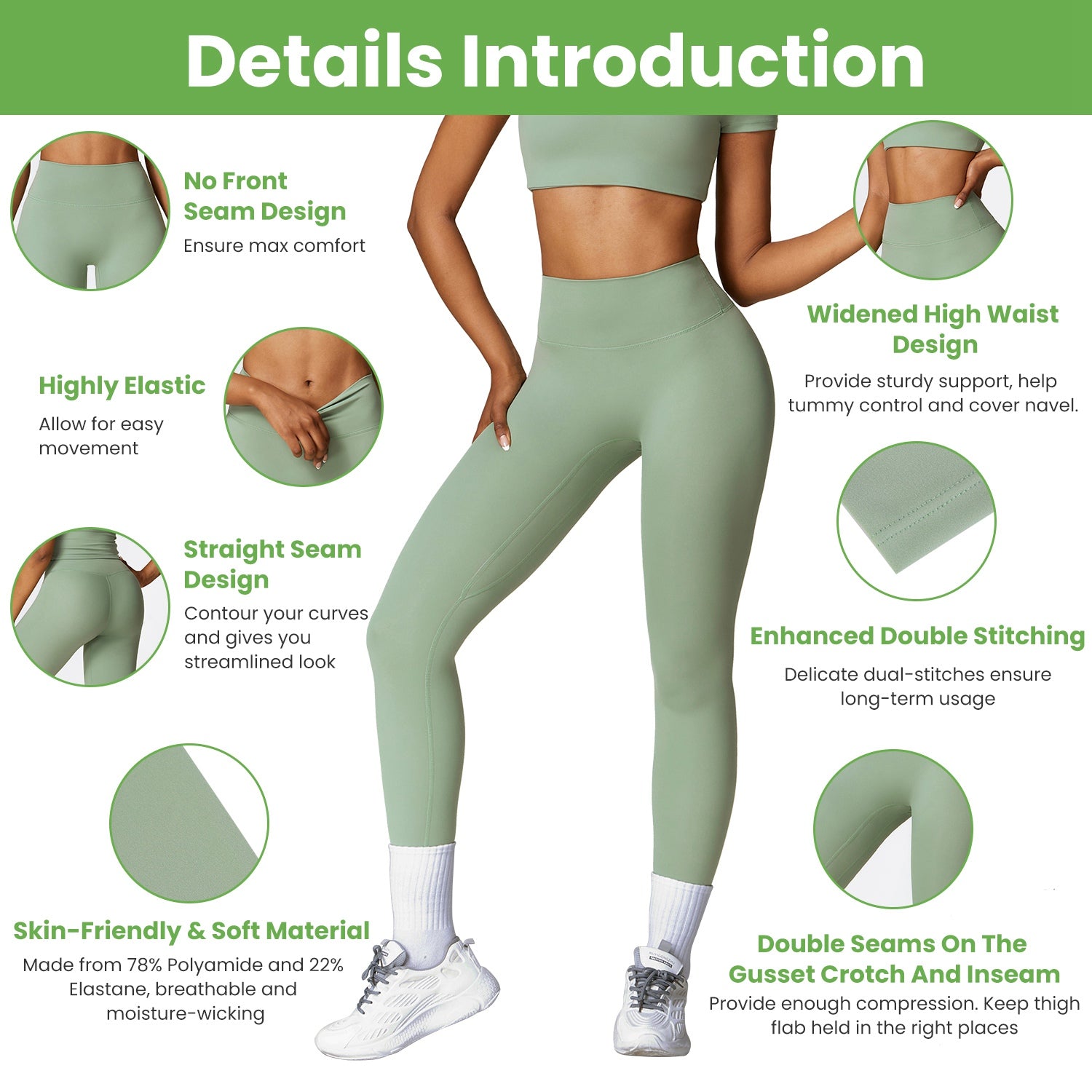 4 Tailles-5 Couleurs Option -- 1Pc Femmes haute taille Leggings d'entraînement Tummy Control Compressi