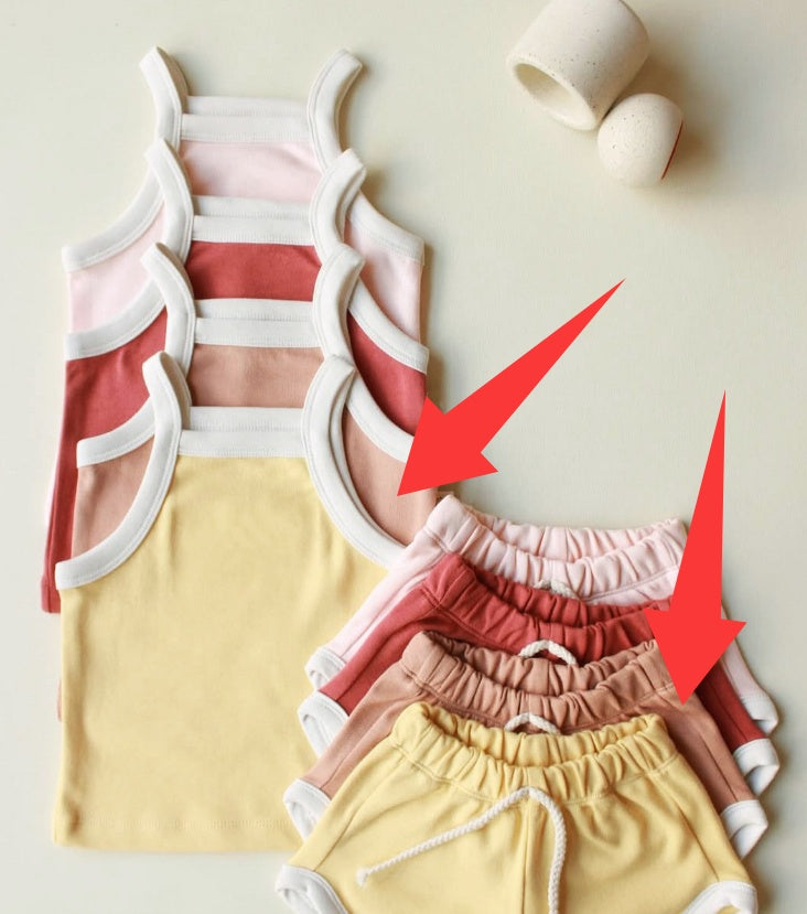 Bébé Summer Outfit Suspender Vest et shorts ensemble filles