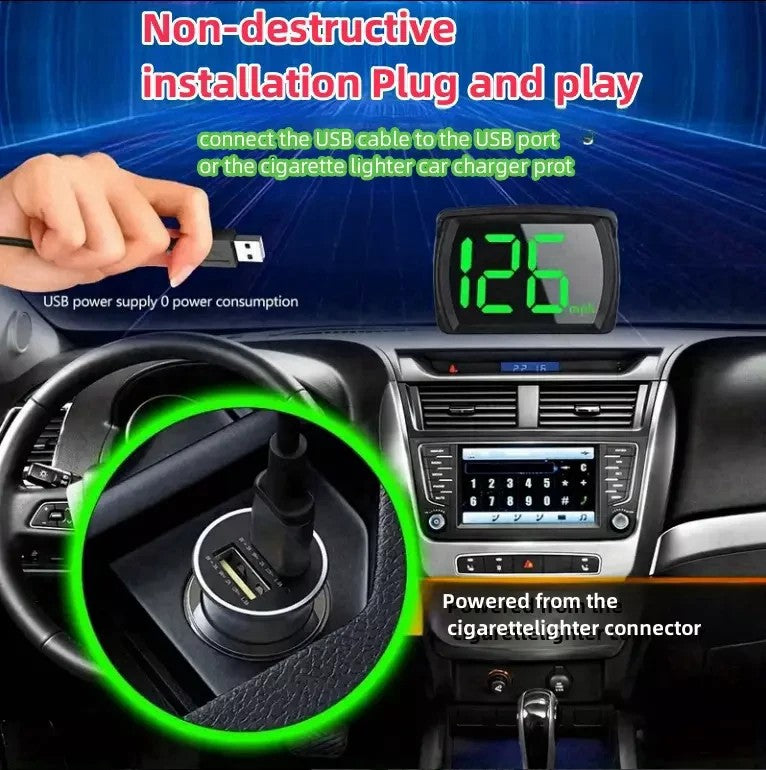 Affichage tête haute de voiture HUD Affichage de vitesse MPH Tableau de bord LCD multifonction de 3 pouces