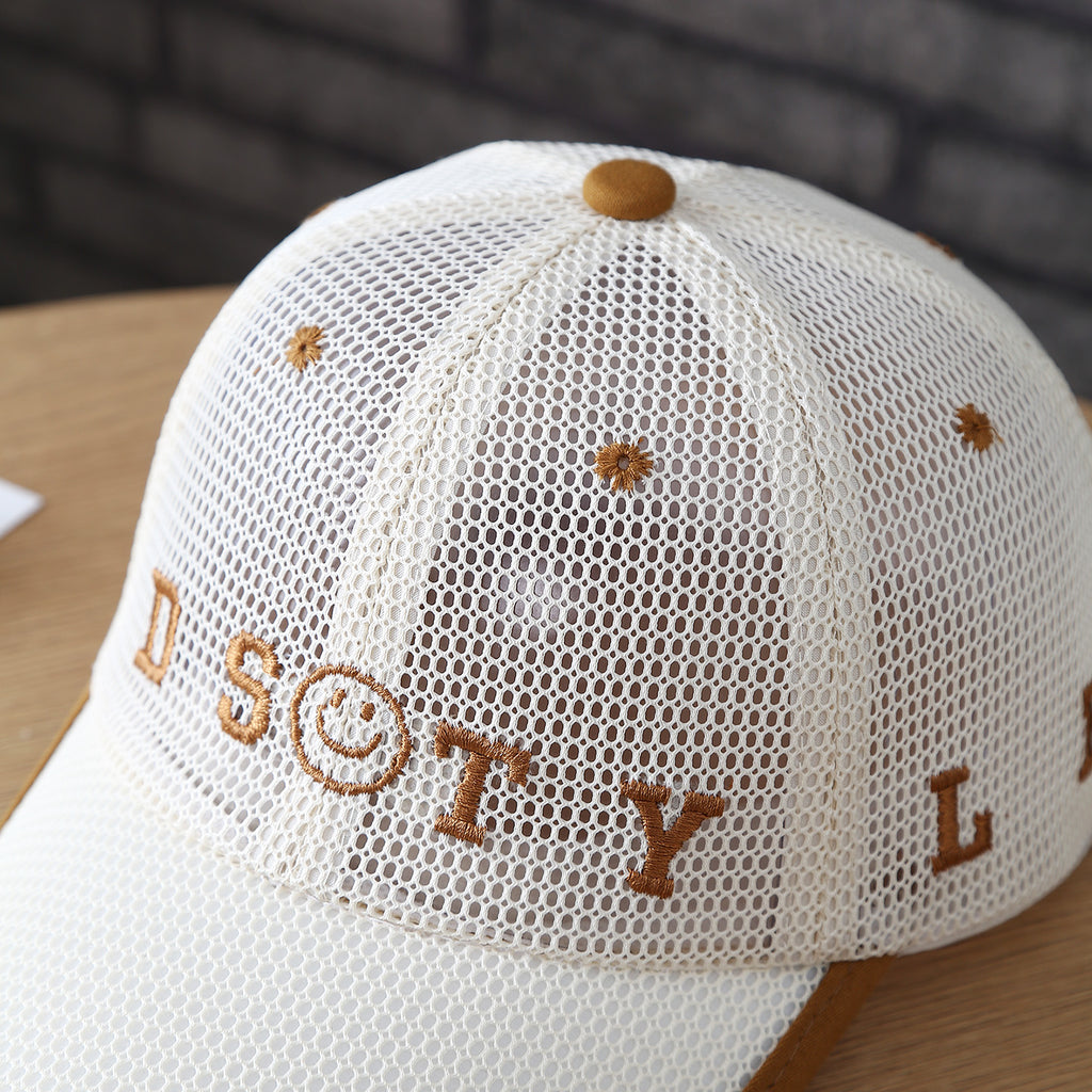 Casquette en mesh léger d'été pour enfants - Garçons et filles DSTY Base brodée visage souriant