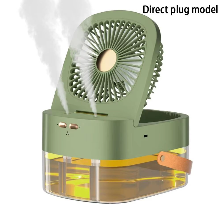 Ventilateur USB blanc vert 3 vitesses rechargeables et ventilateur pliable rechargeable avec vaporisateur d'humidification
