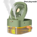 Ventilateur USB blanc vert 3 vitesses rechargeables et ventilateur pliable rechargeable avec vaporisateur d'humidification