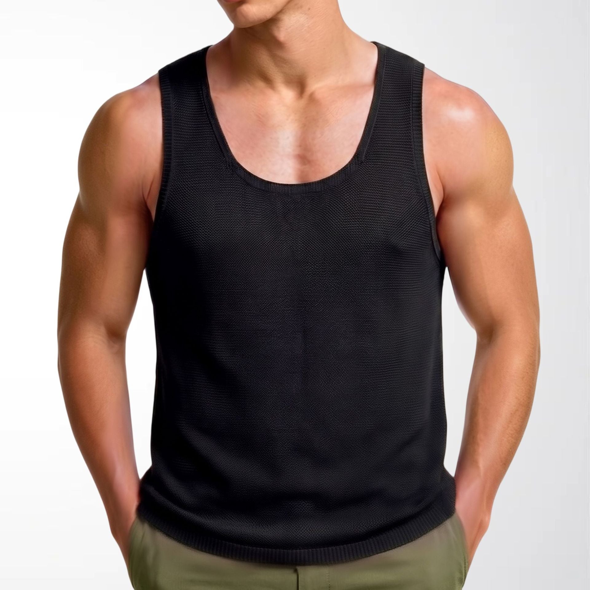 L'été des hommes de couleur solide sans manches sans manches Tank Top
