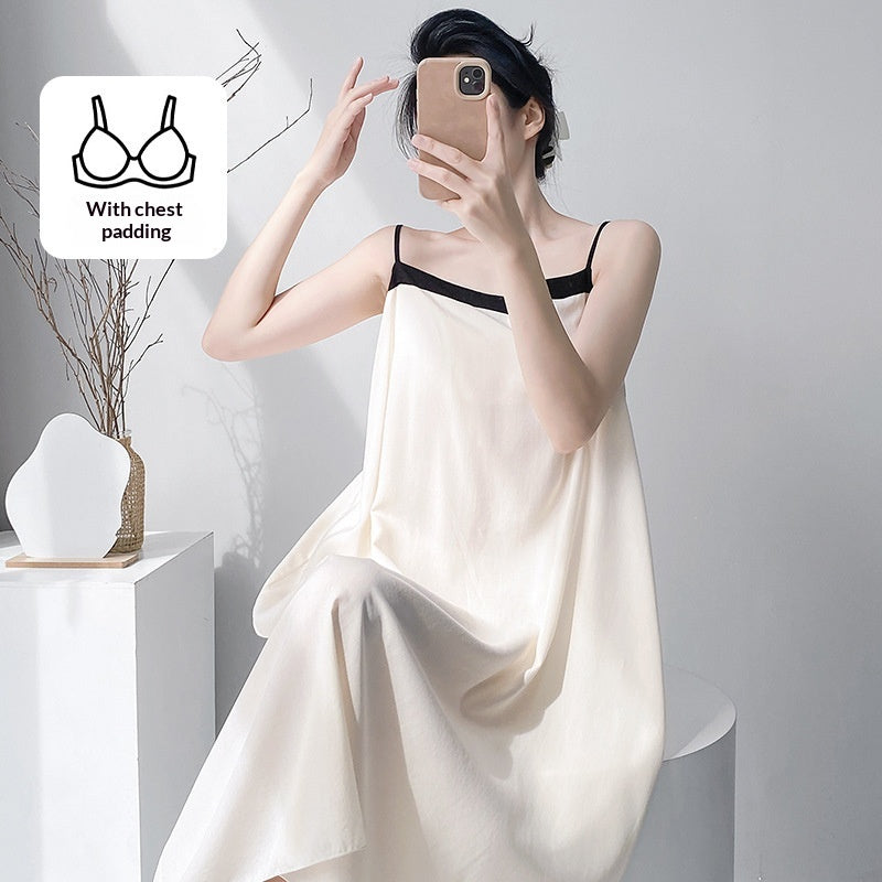 Femmes Pyjama coton-argent Haute-fin automne et robe longue printemps Vêtements de salon