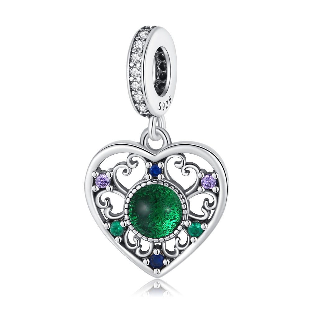 Bricolage pendentif argent-plaqué coeur charmant Lucky Bracelet Collier perlé