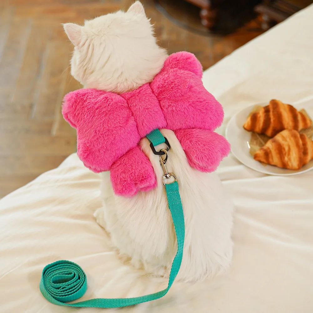 Pet Bow Cost Strrap Traction Rope de marche chien corde et chat sortir mignon Bow Self Bac