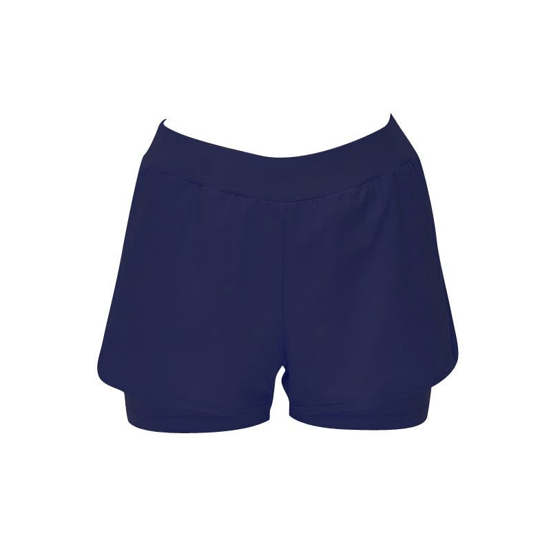 Trunks de natation sports féminins faux deux-pièces angle plat conservateur anti-courant lumière S