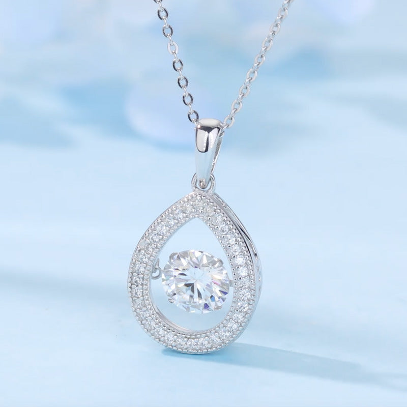 S925 Argent Sterling 1ct D Couleur VVS1 Moissanite Teardrop Collier 45cm Platine plaqué Pa