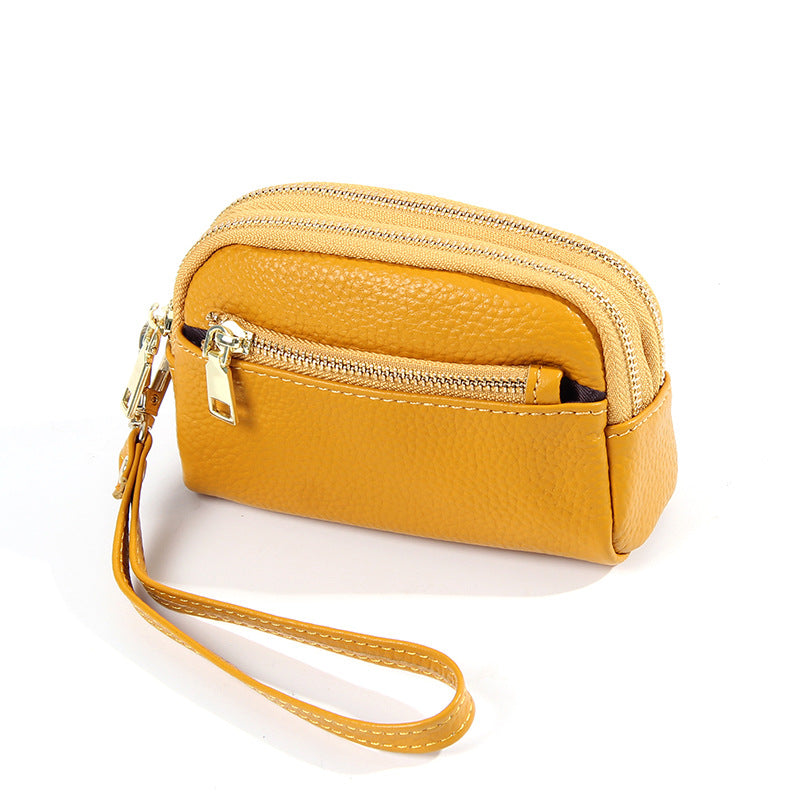 Minimalist Mini poche en cuir avec trois fermetures à glissière