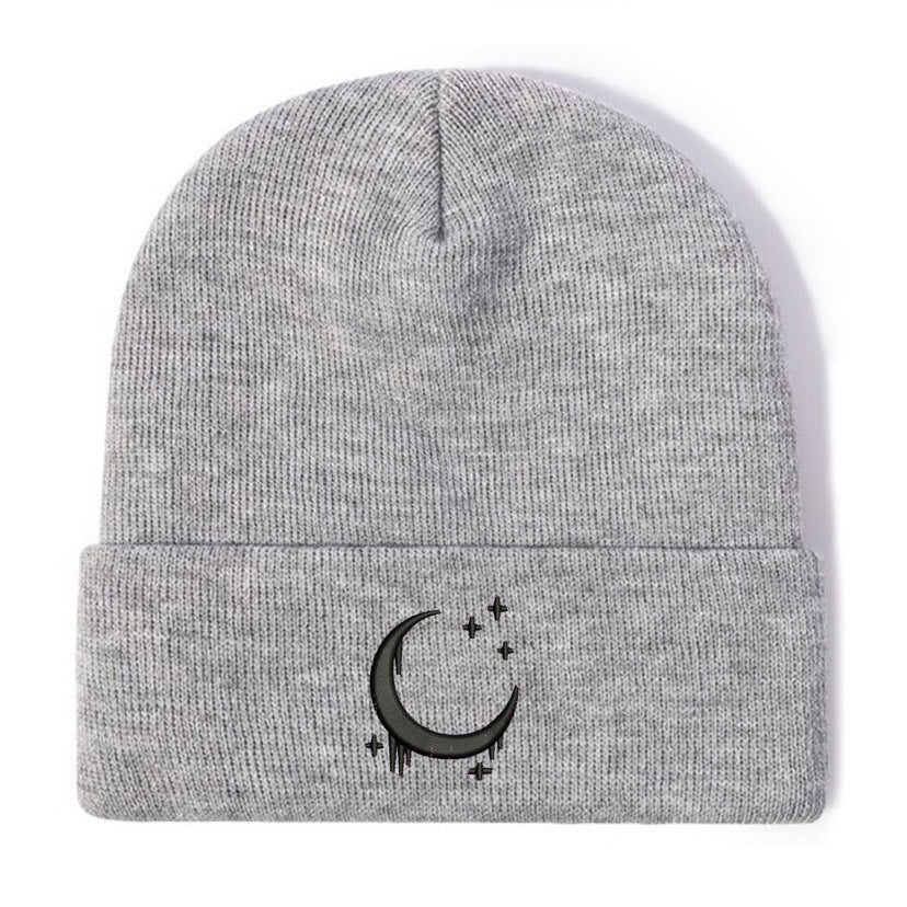 Chapeau en tricot brodé Amazon avec lune et étoiles Design AutomneHiver Chapeau en laine
