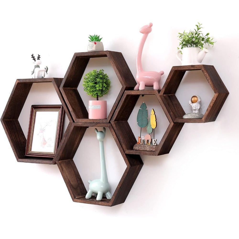 Ensemble de 5 étagères murales hexagonales