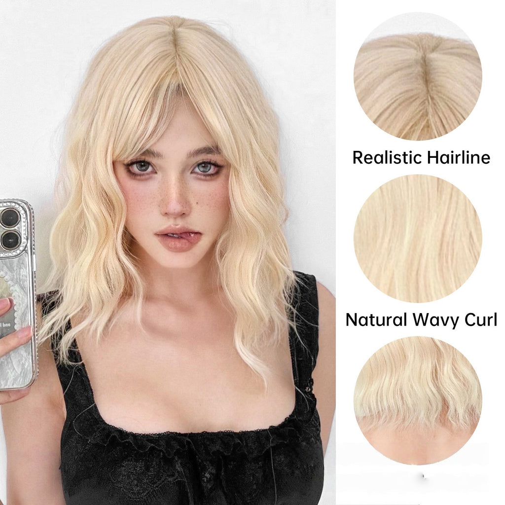 Wig Full-head Wig Bangs cheveux bouclés courts