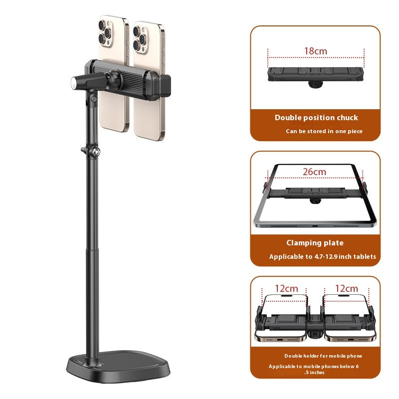 Téléphone portable Stand Bureau Selfie pliable et chaussant Double Rod