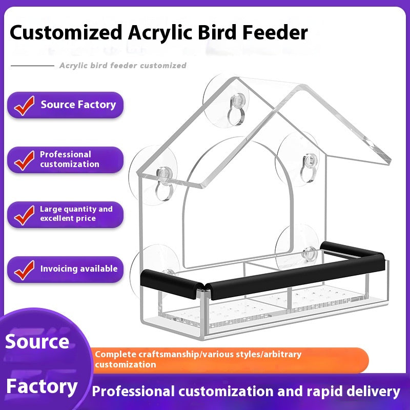 Acrylique Bird Cage Cummingbird Feeder Pet Supplies Transparent Wall-monted Birds Feeder