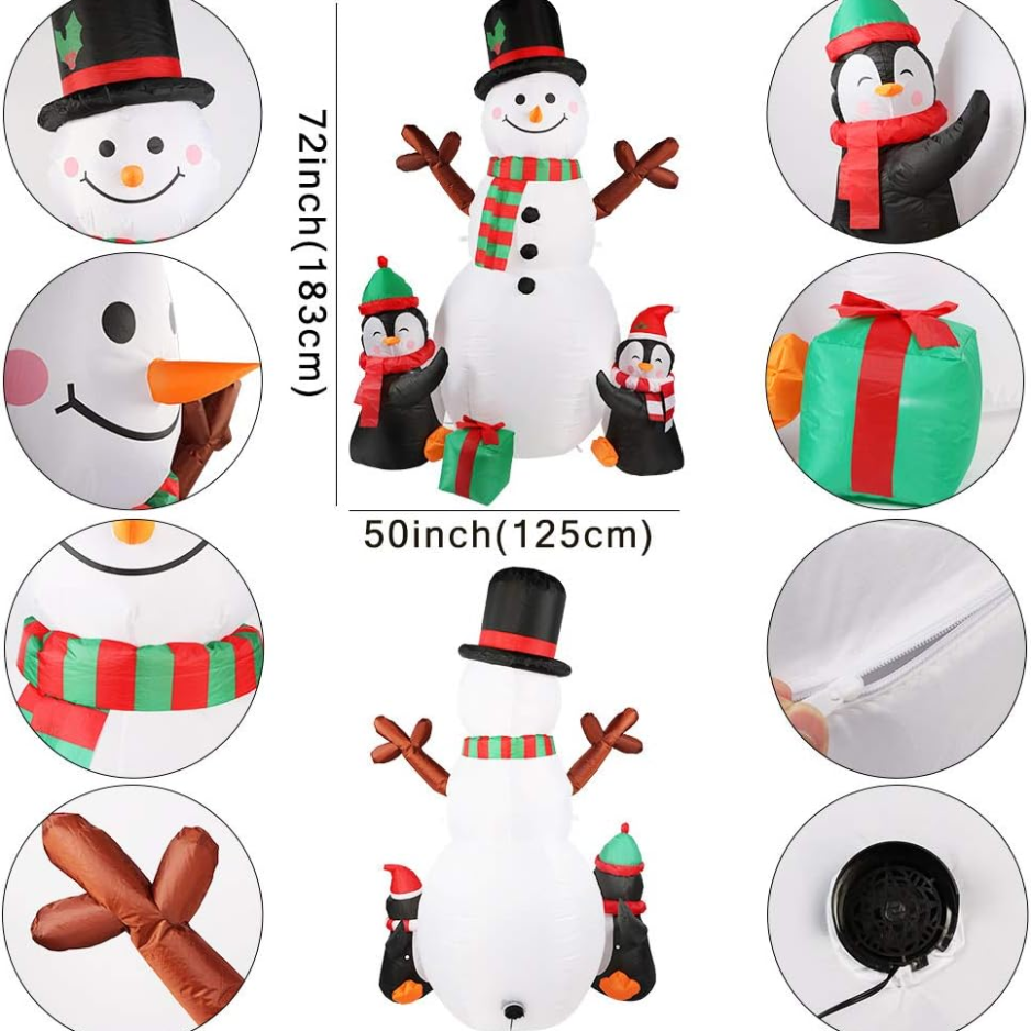 Décorations de Noël en plein air pour Snowman Yard 6FT
