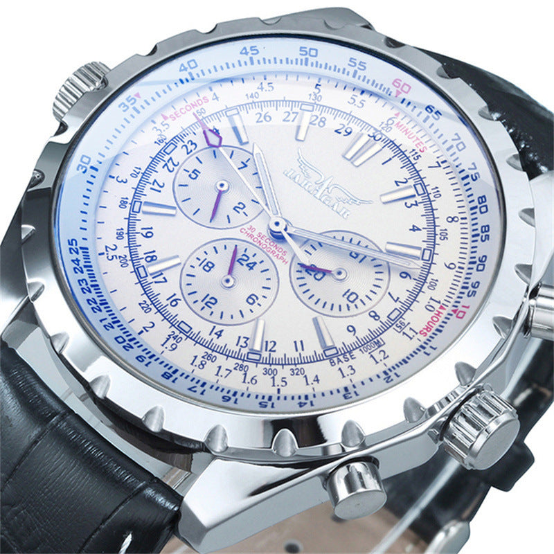 Casual Hollow Multi-fonction grand cadran montre mécanique