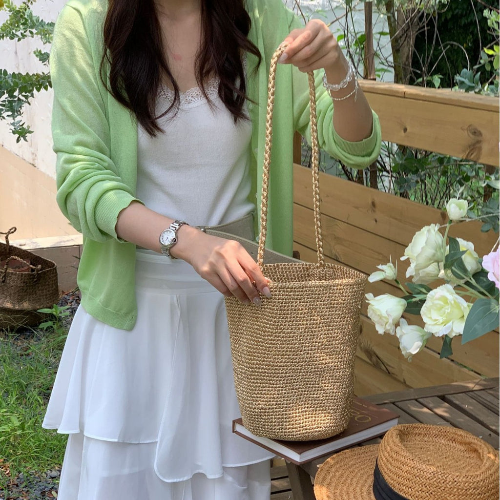 Sac en seau rouge fait à la main de style coréen pour femmes