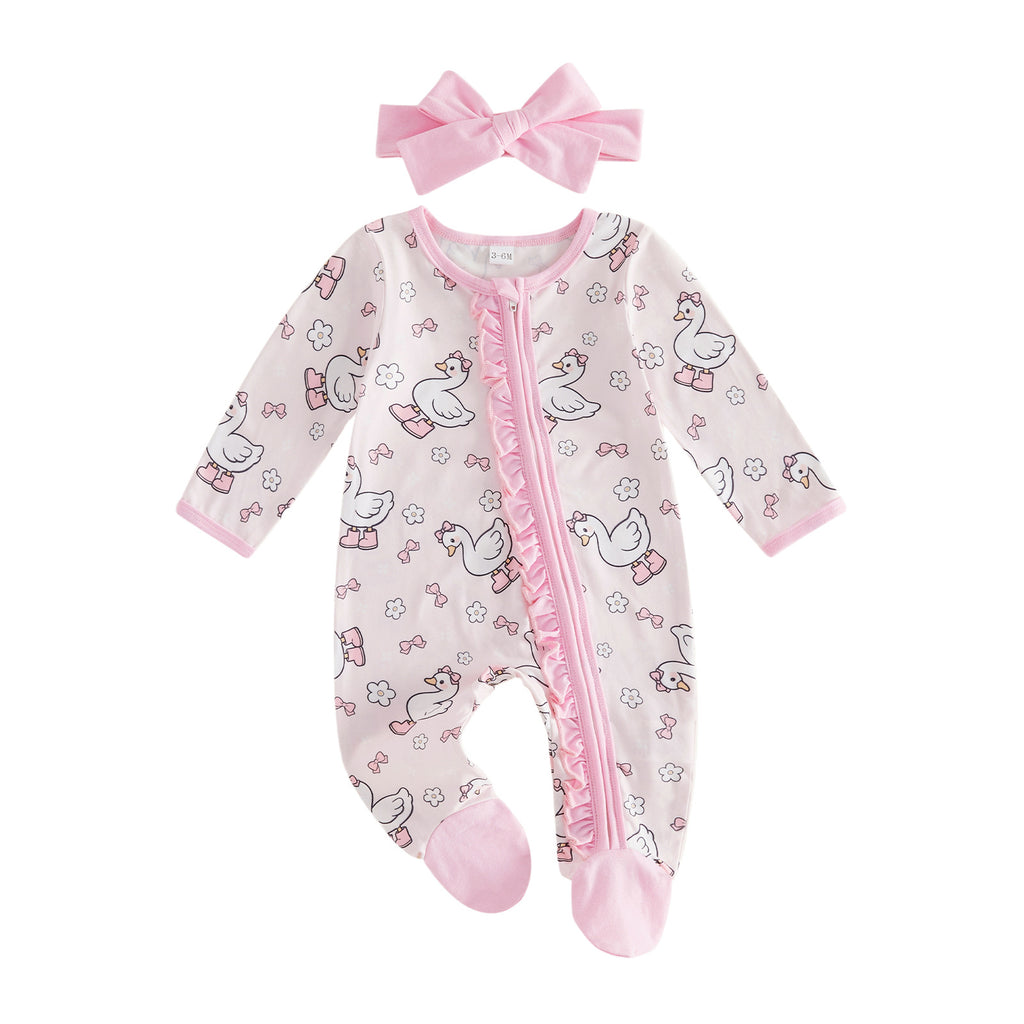 Bande de tête de style mince de Romper devant zippé imprimé floral
