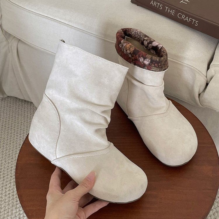 Bottes de cheville à louches femmes orteils ronds doux Suede intérieur Gedge Bottes courtes
