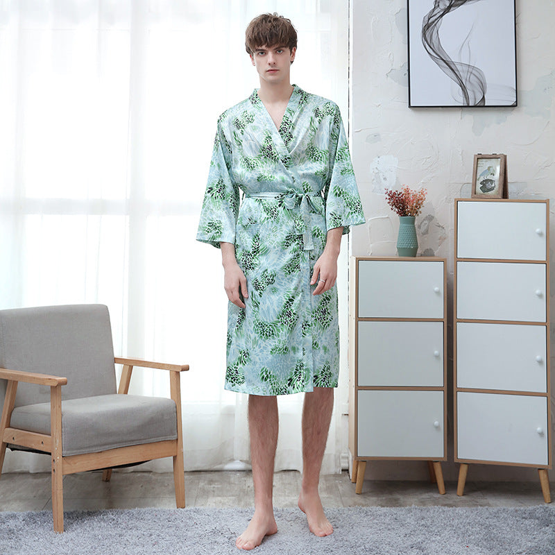 Ice-silk Thin-printed Home Peignoir
