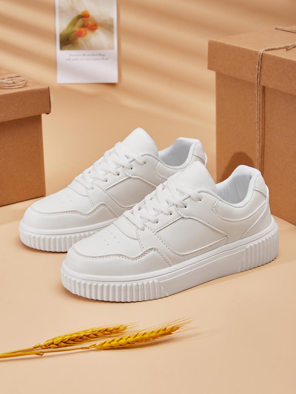 Sneakers polyvalents élégants, de couleur solide et décontractée