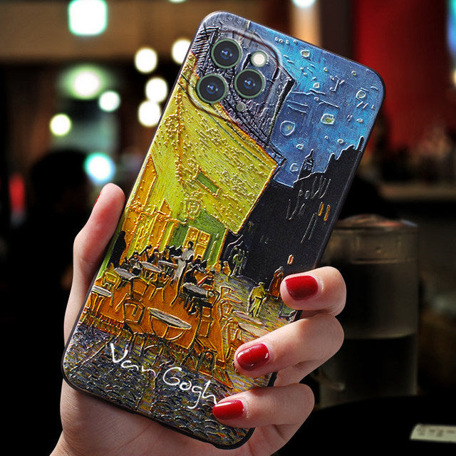 Van Gogh Starry Sky Téléphone portable Shell stéréoscopique