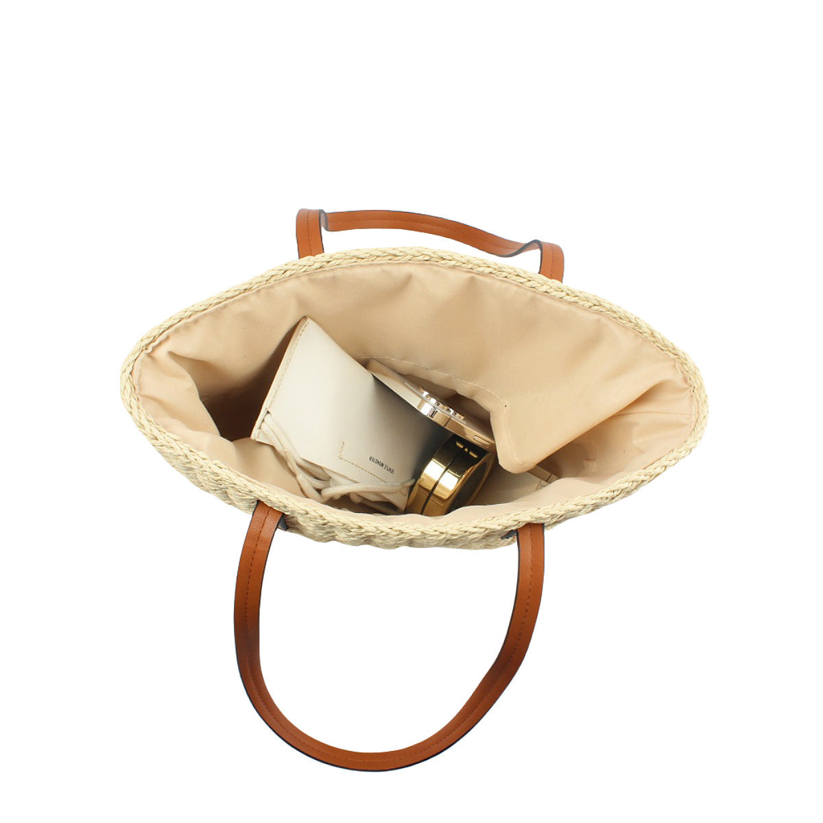 Sac à fourre-tout de grande capacité tissé en couleur solide