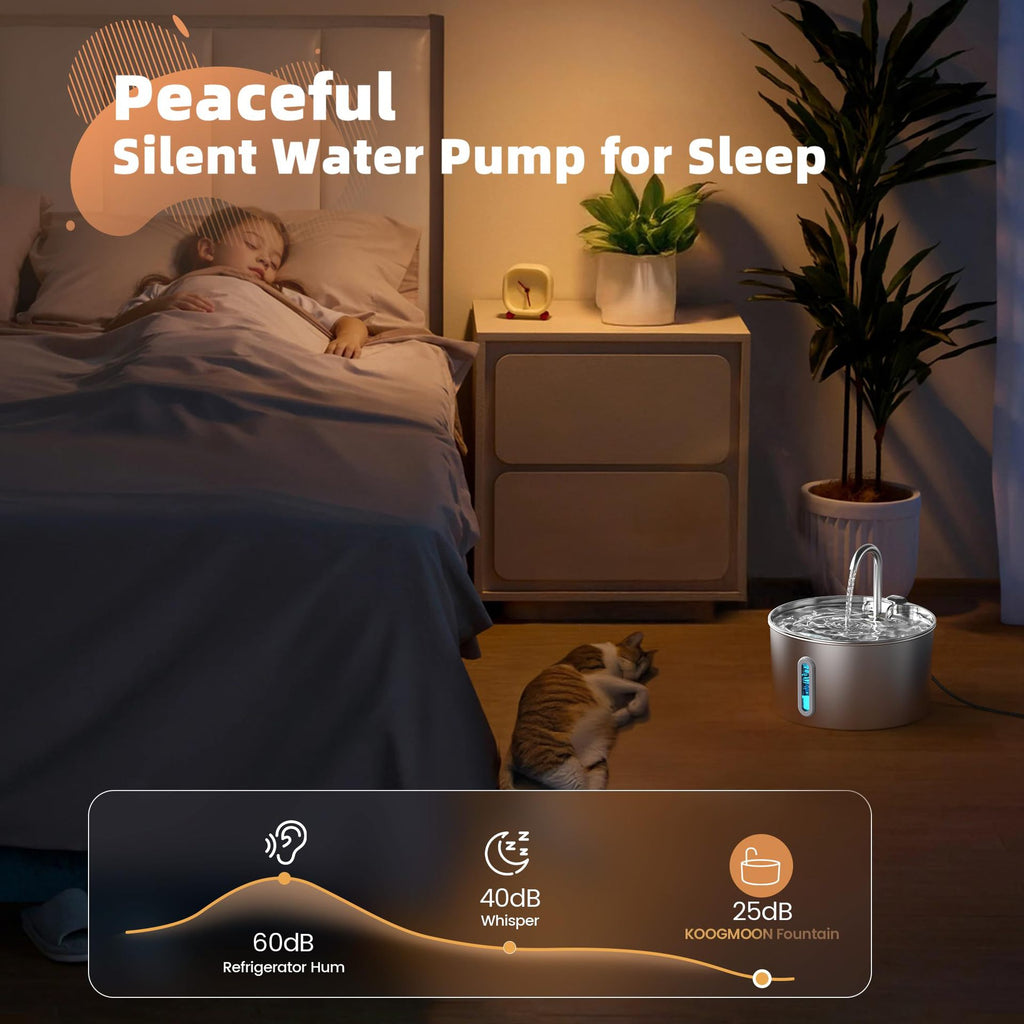 Fontaine d'eau en acier inoxydable Cat avec circulation automatique et filtration intelligente