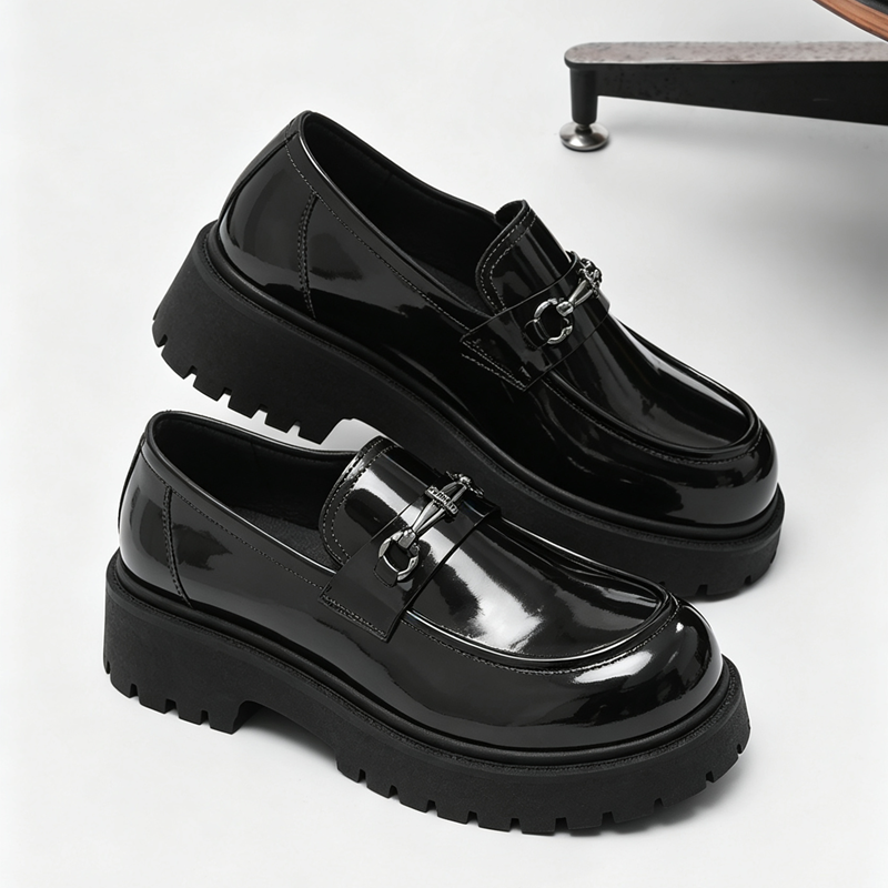 Chaussures d'orteil rondes masculines élevées