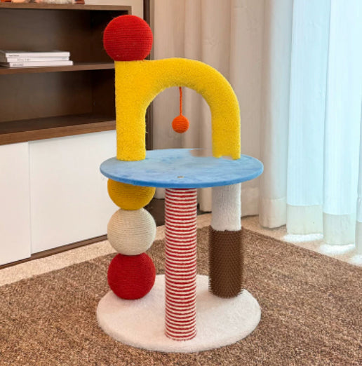 Arbre de chat compact tout-en-un en forme de U qui permet d'économiser l'espace