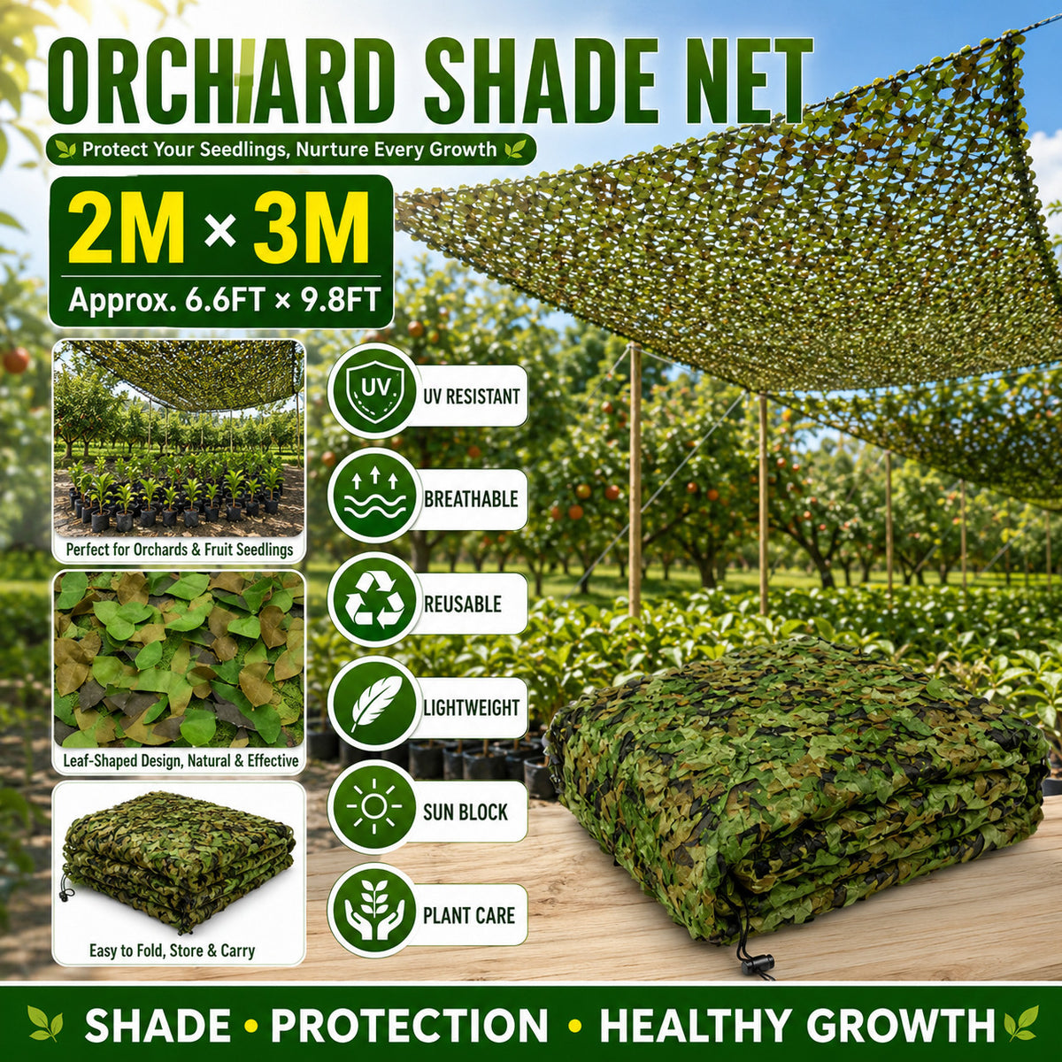 2x3M Camouflage Netting Military Camo Net Camping Blind Sunshade Couverture de voiture UV