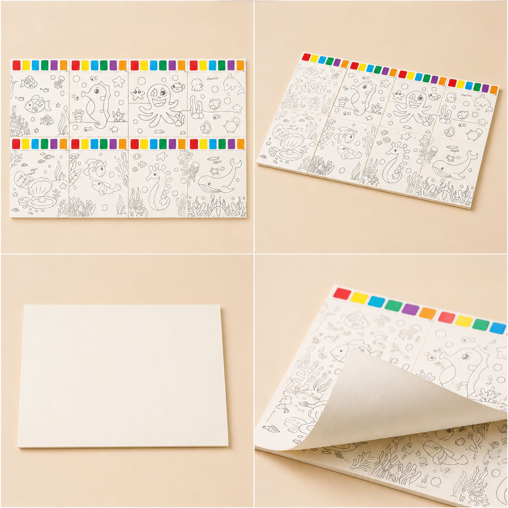Set de peinture 9 pièces Diy: Comprend 8 feuilles de papier d'art épais