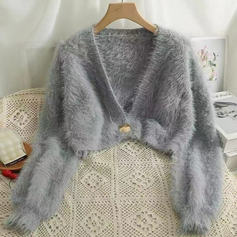 Flou doux et détendu femmes tricot Cardigan